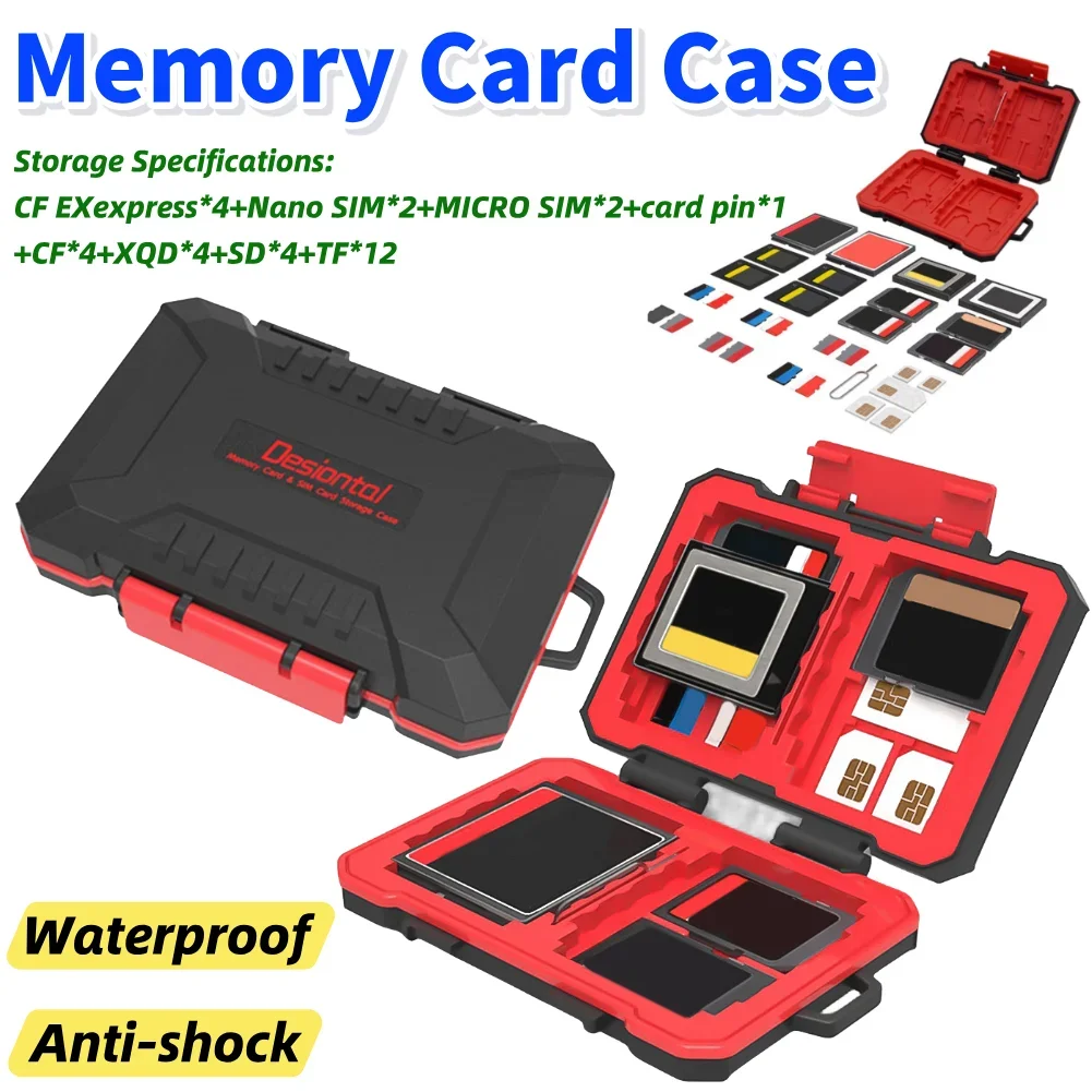 

Storage Box Waterproof Memory Card Container Anti-shock Portable SD Card Holder for CF/XQD/SD/TF/CF Exexpress/NANO SIM/Micro SIM