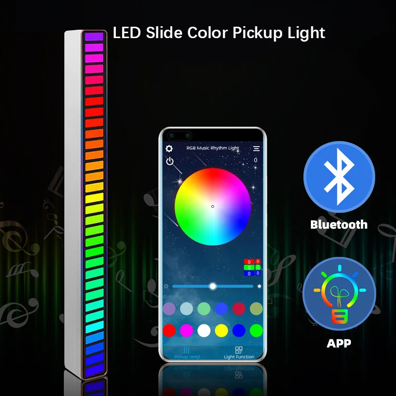 Voice-Activated Rhythm Lights Sound Control RGB Light Music Level Lamp, for Car,Desktop Atmosphere,DJ Studio Gaming Party  Decor