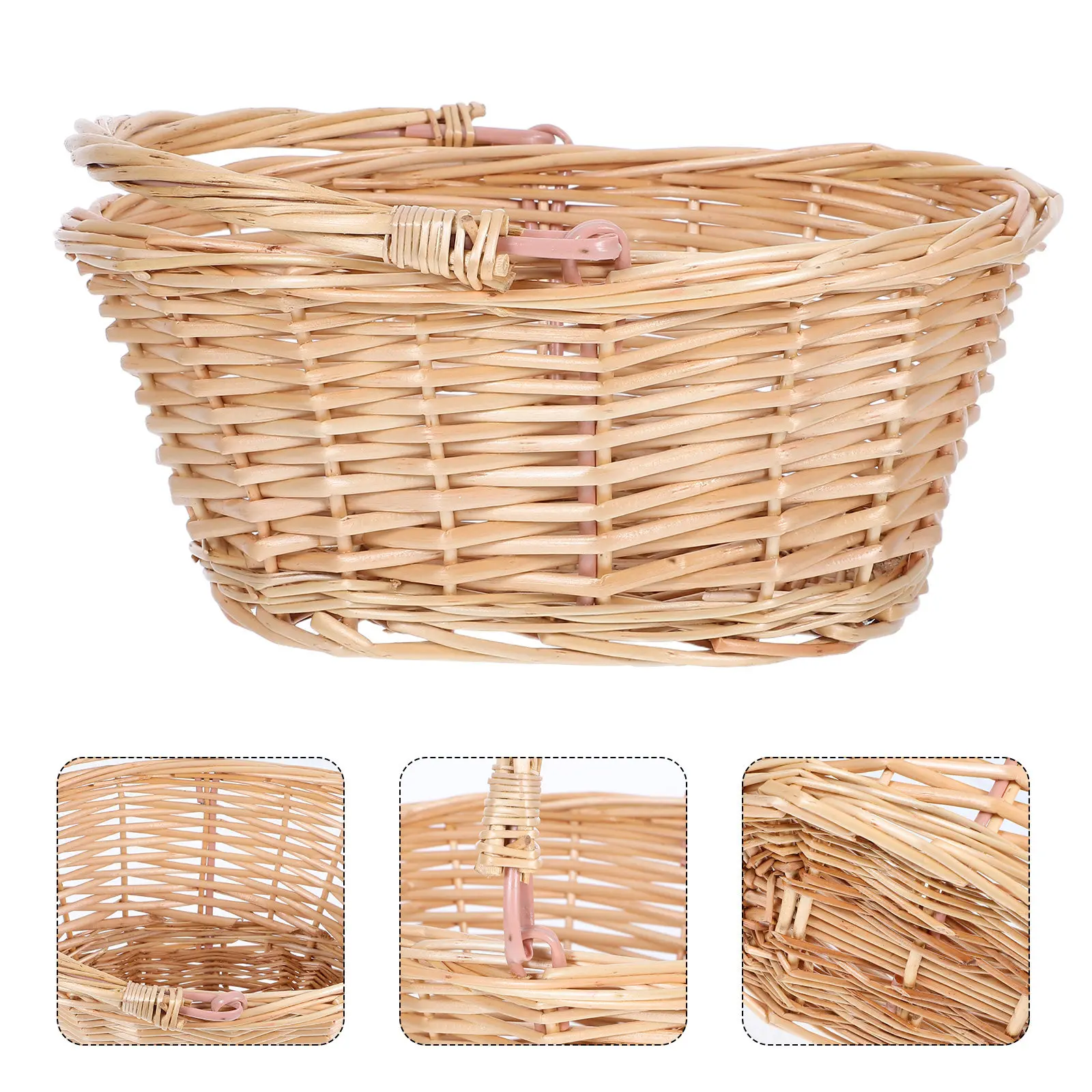 

Большая плетеная корзина для пикника с ручками, портативная корзина для фруктов, цветов, пикников, сада, хранения, покупок