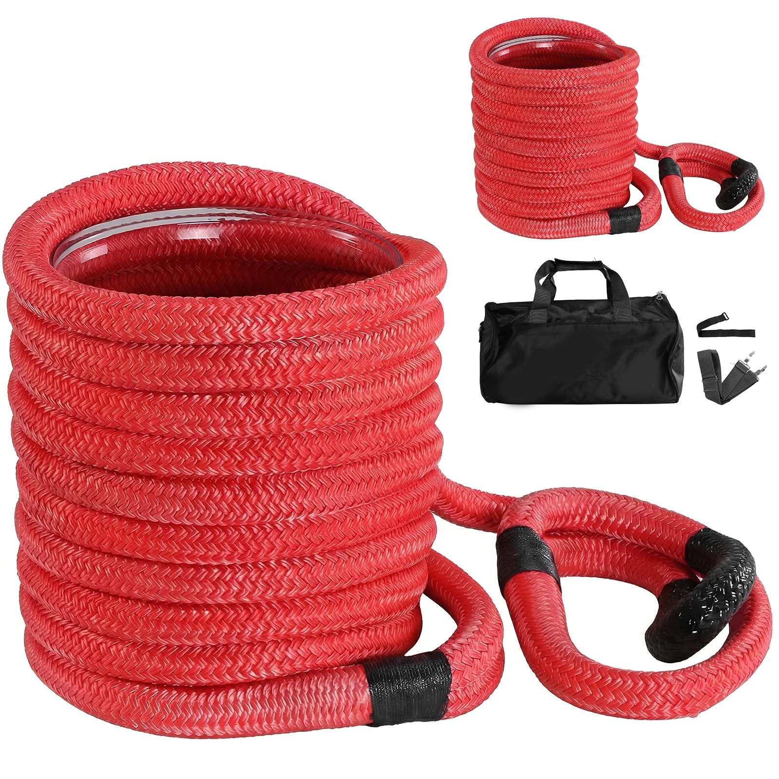 

High-Strength Rescue Ropes with Soft Shackle High Elasticity Tow Straps 33900lbs Breaking Strength for Towing & Emergency Use