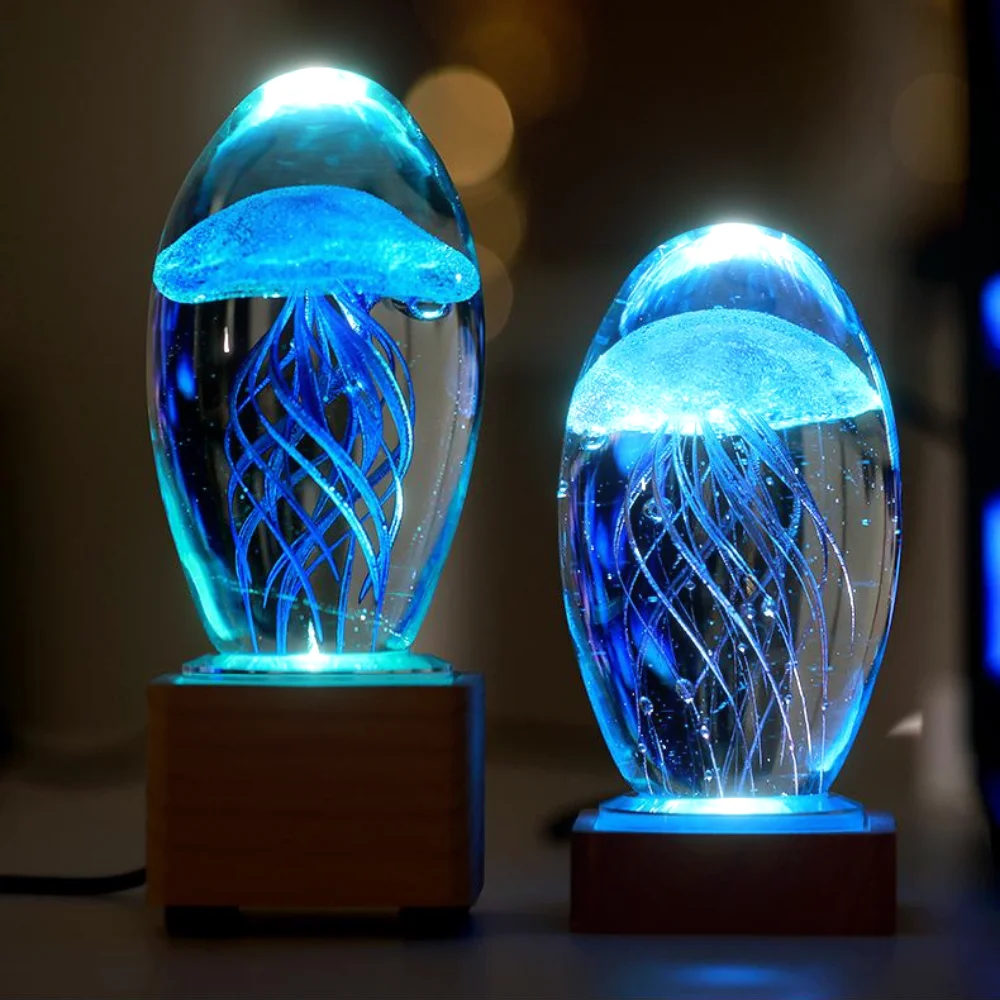 Modern LED Jellyfish Desk Lamp ,Crystal Ball Night Light,Home Decor & Bedroom Table Light,Perfect Birthday Gift