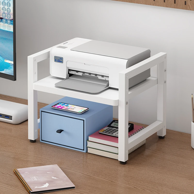 حامل طابعة قابل للتعديل، منظم مكتب، رف تخزين متعدد الوظائف، رف إمداد الكمبيوتر الكل في واحد، رف تخزين الكتب #5