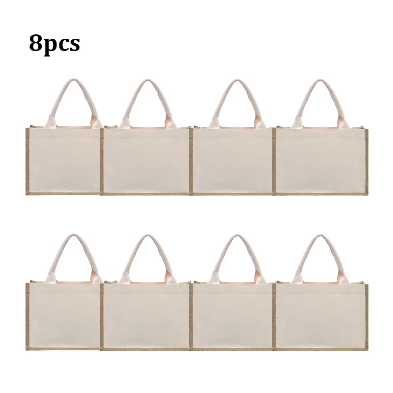 4/6/8PCS Blank DIY canvas Linen Patchwork Women\'s Handbag Waterproof Inside Large Capacity Can be Worn on One Shoulder