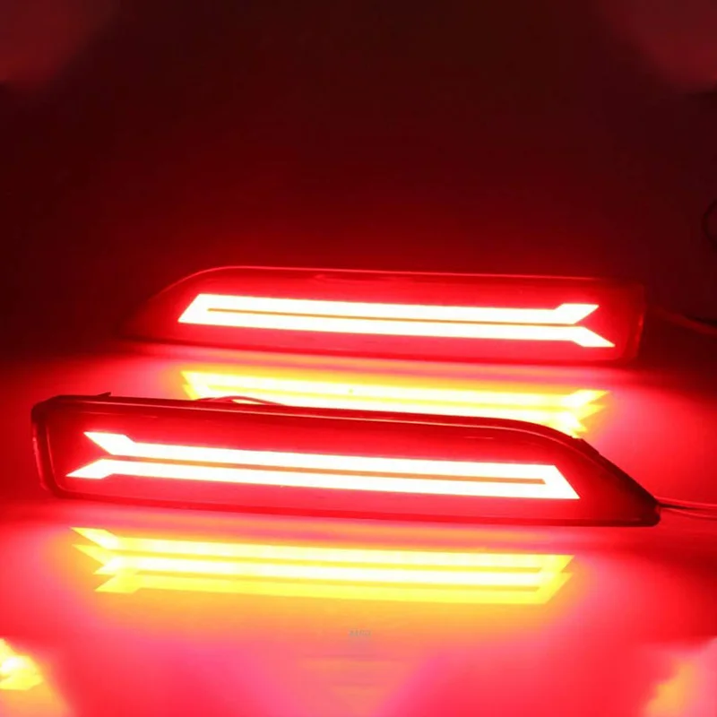 2PCS for -V 2007 2008 2009 Multi-Function LED Rear Bumper Light Rear Fog Lamp Auto Bulb Brake Light Reflector