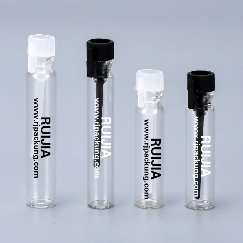 

5000pcs Stock 1ml 2ml 3ml Mini Glass Vial with Plastic Stopper Empty Glass Perfume test Tube Sample Display Bottles for Travel