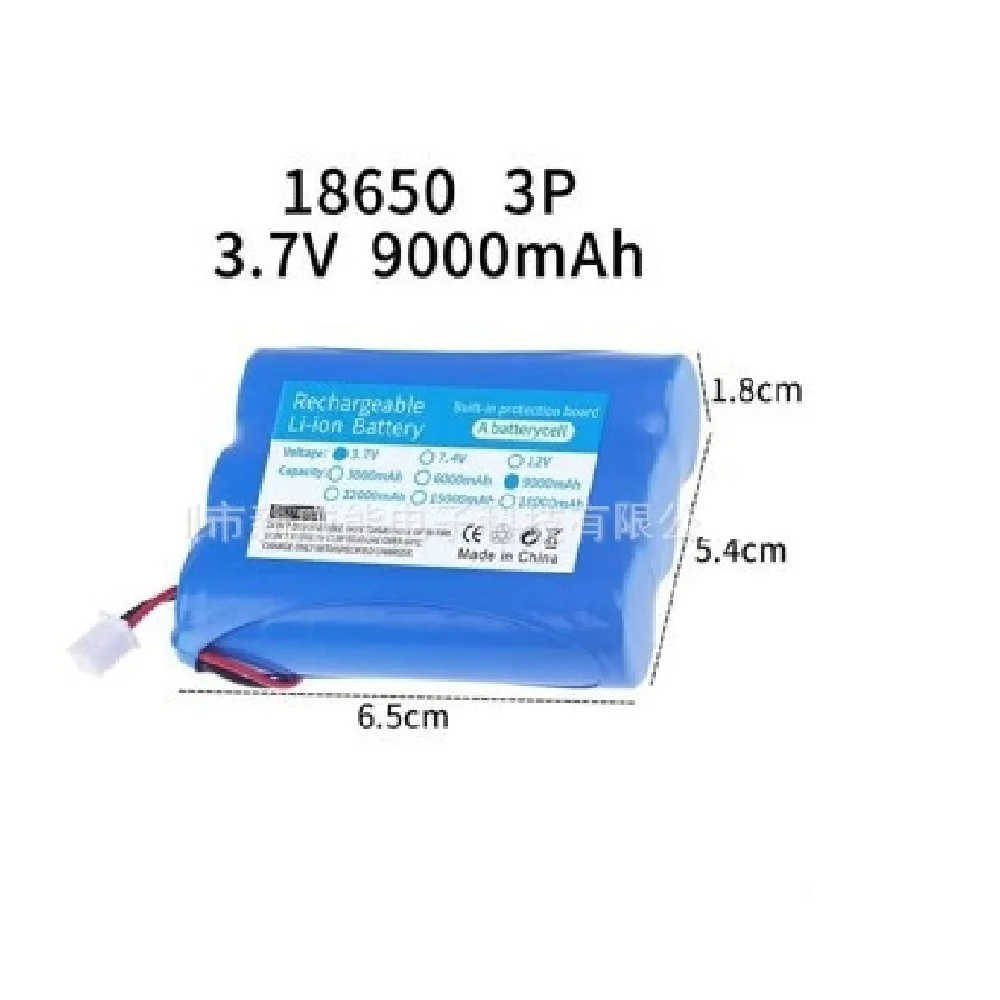18650 3.7V 3000mAh 6000mAh 9000mAh 12000mAh Li-ion Battery + PH2.0-2P Plug for Bluetooth Speaker Small Player Solar headlights
