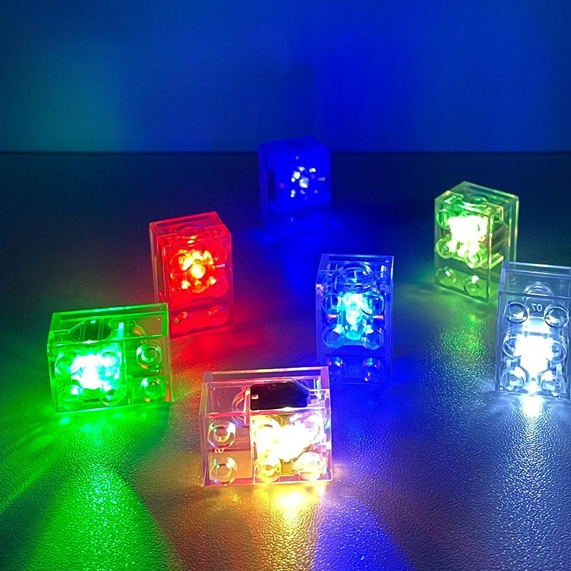 5Pcs LED Light Up Building Block Bricks Multicolor Transparent Glowing Blocks Compatible Classic Bricks DIY Toy Parts Accessorie
