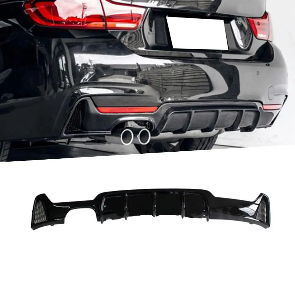 

ABS Carbon Look Rear Diffuser For BMW 4 Series F32 F36 M Sport M Tech 2012-2018 ABS Gloss Black Car Rear Bumper Diffuser Spoiler