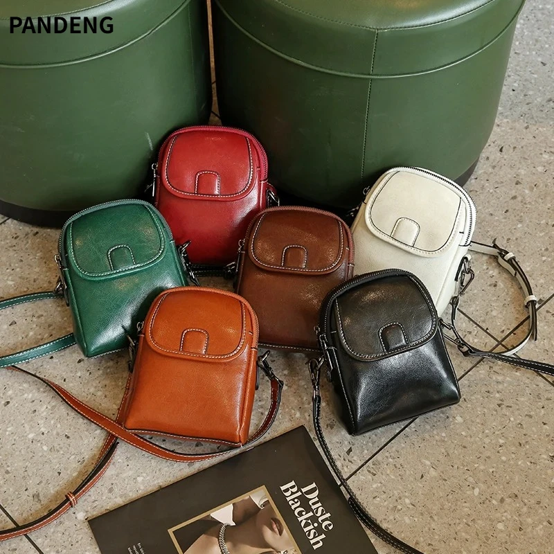 

Женская модная винтажная сумка для телефона из натуральной кожи, дамская сумка из натуральной коровьей кожи, женская дизайнерская сумка через плечо класса люкс, высококачественная сумочка