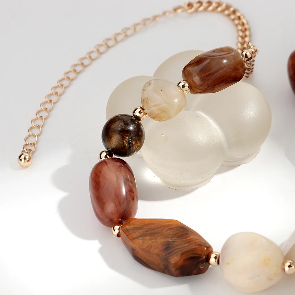 Vintage Acryl unregelmäßige Perlenkette Halsketten für Frauen personalisierte Mode geometrische Schlüsselbein Halsband stapelbar Schmuck Geschenk – Detail 5
