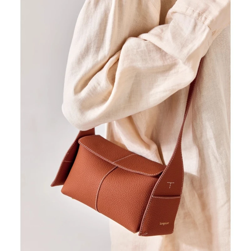 حقيبة Songmont 2025 الجديدة من سلسلة خطاف الأذن الصغيرة Eave حقيبة هوبو كروس للركاب من جلد البقر الفاخر للنساء