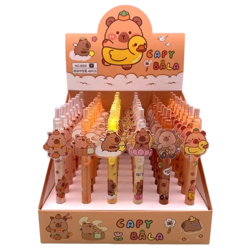 Baby Three Original Retractable Gel Pen 48pcs Display Box Cute 3d Cartoon Figure Pens Smooth Writing School Student Stationery