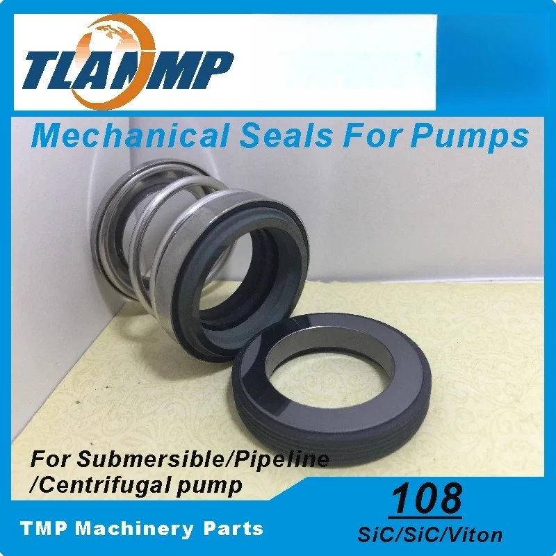 108-12/14/16/18/20/25/28/30/35/40/45/50/55/60 TLANMP Mechanical Seals (Material: SiC/SiC/VIT) Rubber Bellow Seals