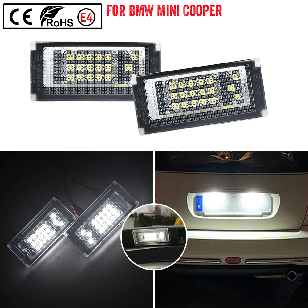 2pcs Car 18 LED License Plate Lights Auto Replacement Accessories For BMW Mini Cooper S R53 ONE R50 2001-2006 R52 2004-2008