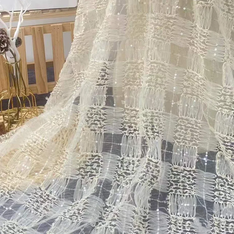 

Супер блестящая 3D цветочная сетчатая кружевная ткань в сказочном стиле с блестками для детской одежды, ткань для домашнего декора юбки