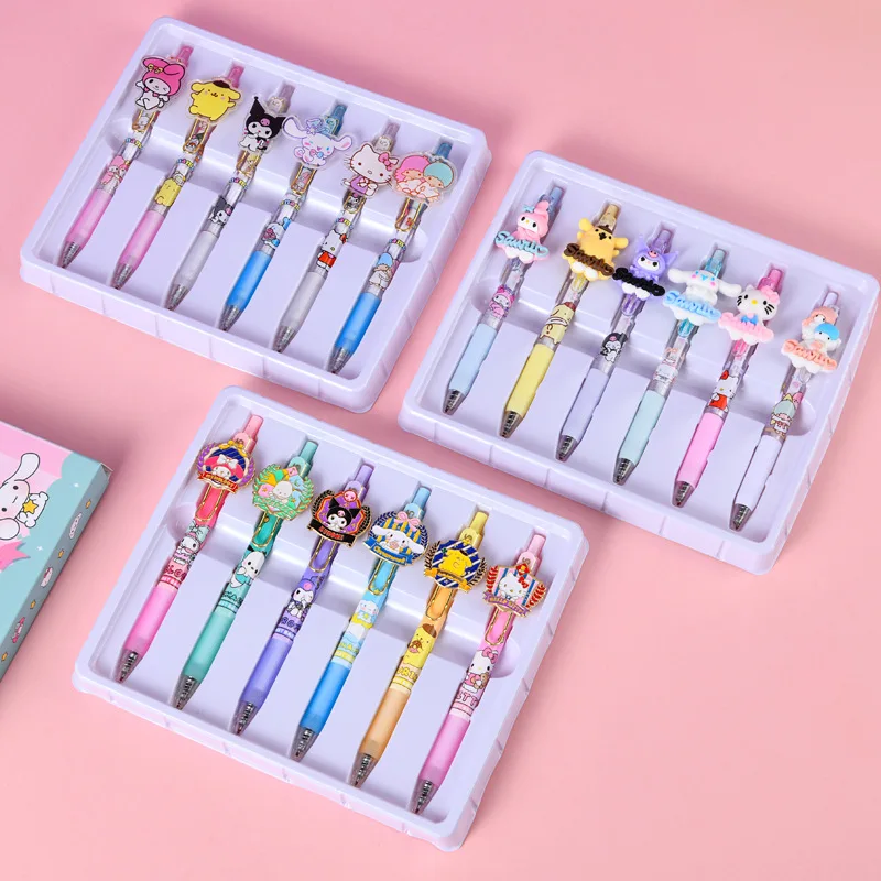 Sanrio Push Action St Nib 0.5 Set di penne a inchiostro Gel Cute Anime Cartoon Hello Kitty Cinnamoroll Kuromi Melody regali di cancelleria per studenti