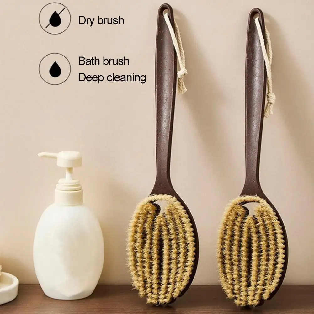 1Pc Long Handle Boar Bristle Body Brush for Shower Back Scrubber Exfoliating Dry Brushing Soft Bristles Skin Care Massage Tool