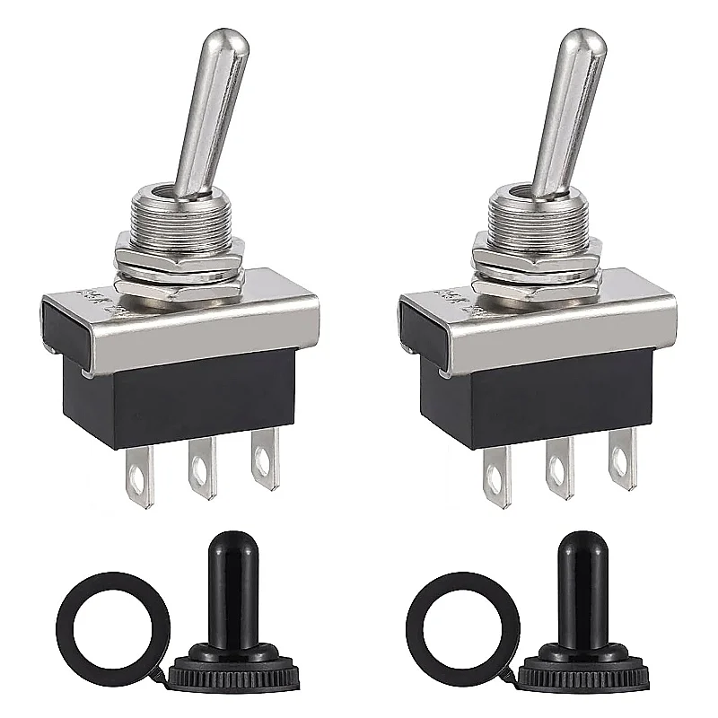 KN3D-102 Toggle Switch 3-Pin Switch 12 V Waterproof On/On 25 A 12 Volt 3Pin 2Position with Waterproof Cap (Pack of 2)