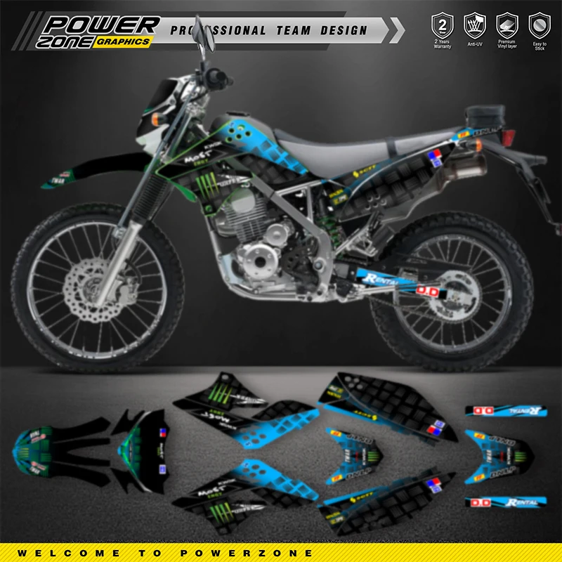 พาวเวอร์โซน คัสตอมทีมกราฟิกมอเตอร์ไซค์พื้นหลังสติ๊กเกอร์สำหรับคาวาซากิ เคแอลเอ๊กซ์ 125 150 2013 2014 2015