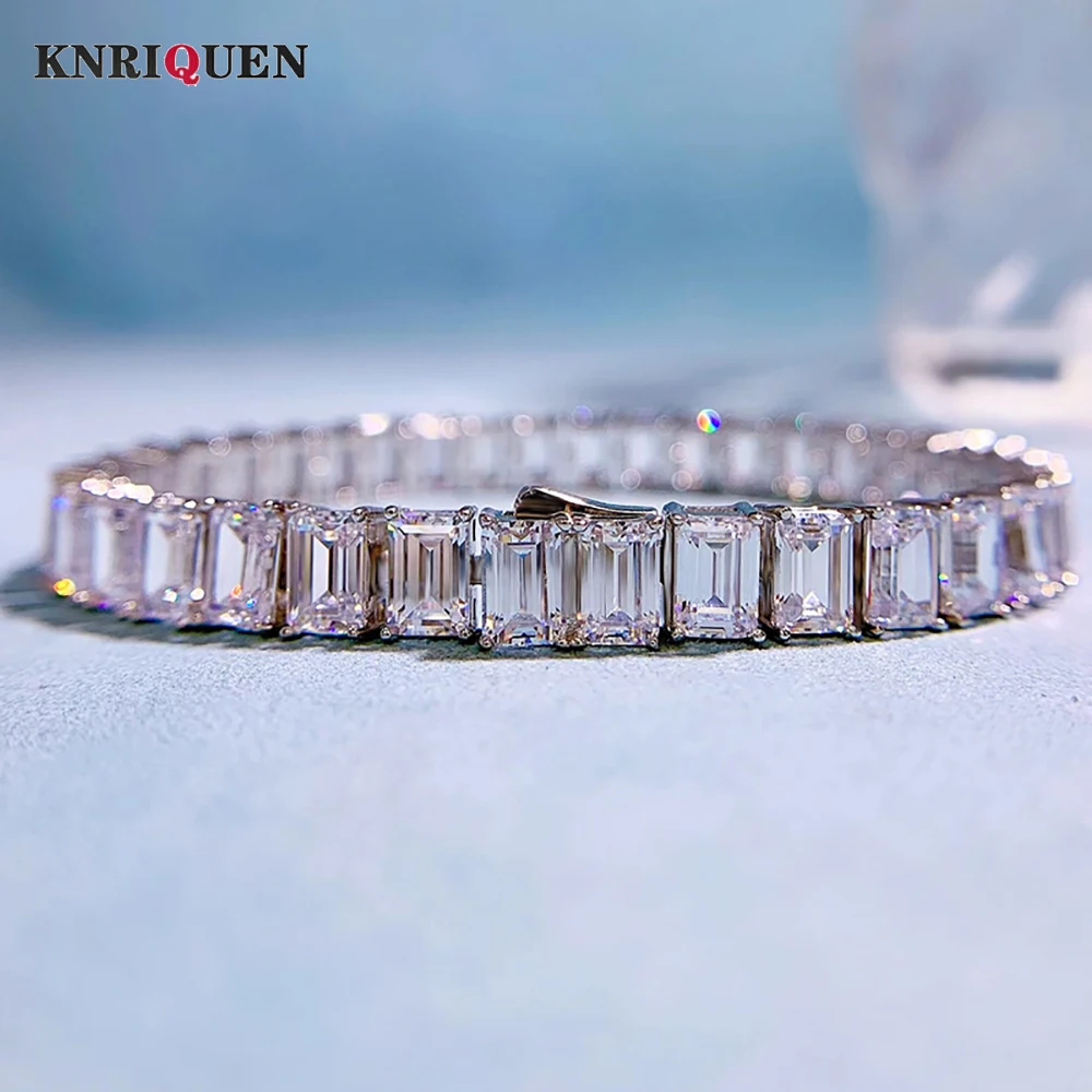 

Luxury 100% 925 Sterling Silver 4*6mm High Carbon Diamond Wedding Engagement Chain Bracelet for Women Party Fine Jewelry 16-18cm