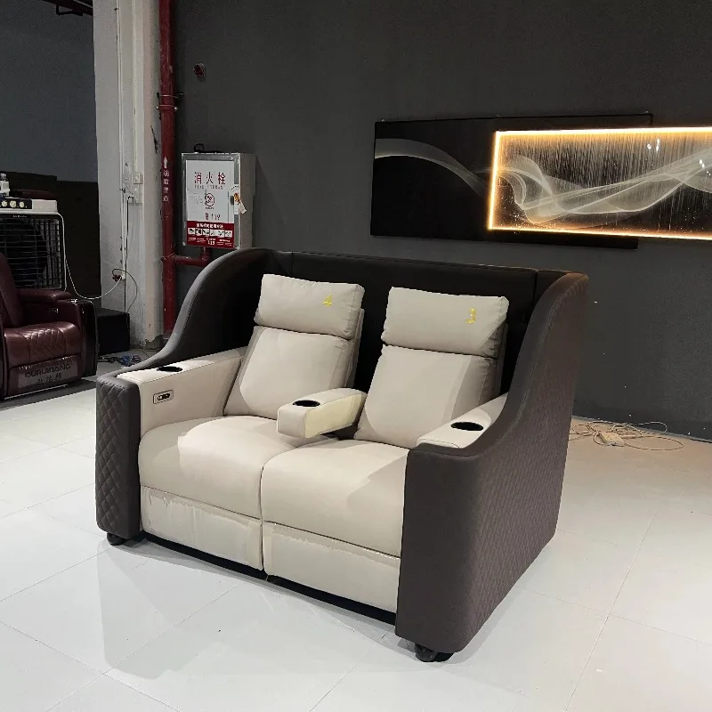 Modern Commercial Cinema Two Seat Sofa Set Electric Multifunctional with PU Leather Cover and High-Density Sponge Filling