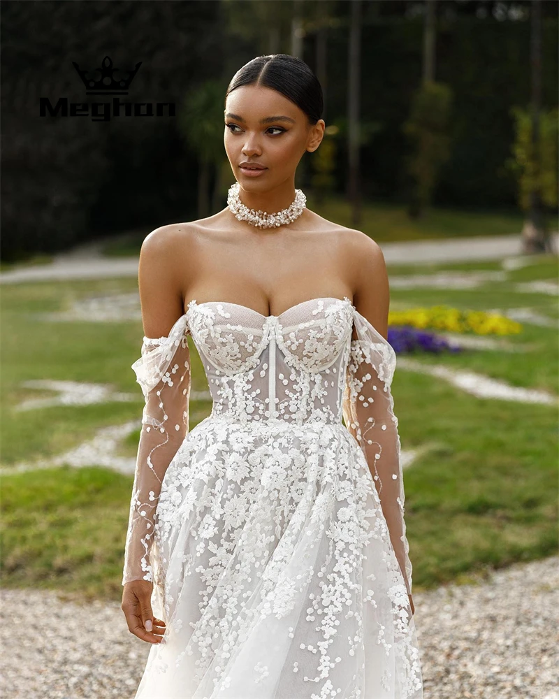 Luxury Off The Shoulder Wedding Dresses Beaded Appliques Bridal Gown Pleats Evening Dress Ball Gowns Formal Dresses Custom Made