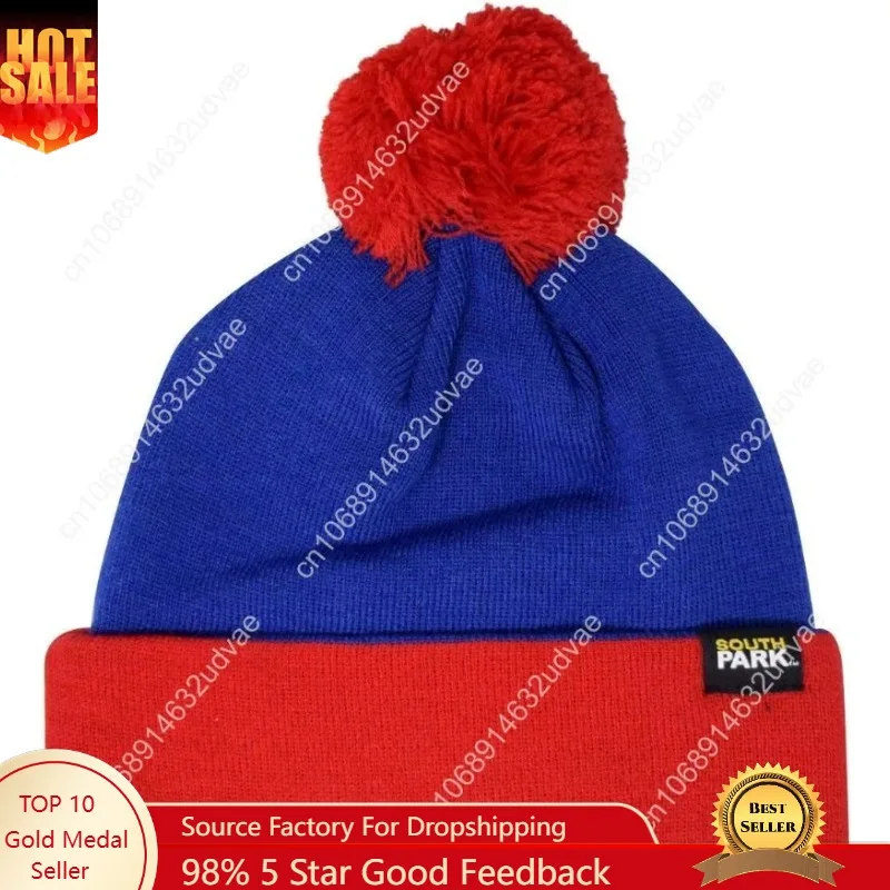Gorro de punto con pompón de Stan Marsh de South Park, licenciado oficialmente, azul/rojo - Licencia oficial