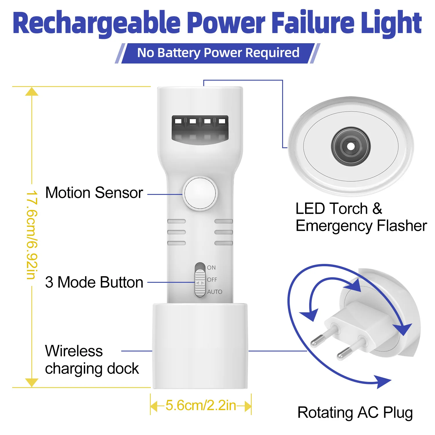 New Rechargeable Motion Sensor Night Light, Human Body Induction Lamp with Flashlight Function, Auto On When People Approach