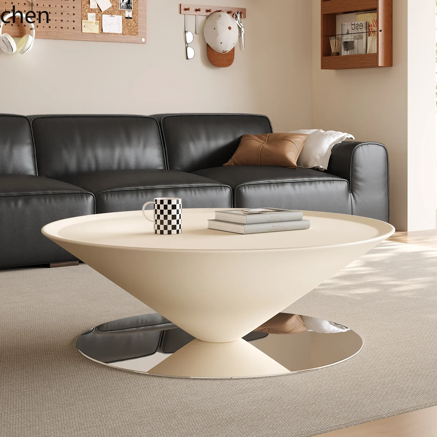Mesa de centro suspensa H5.26, estilo disco voador, para sala de estar, apartamento pequeno, minimalista, criativa, redonda.