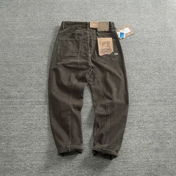 Casual heavy cotton cargo casual pants men 3D fit tailored loose straight leg CHINO cone pants