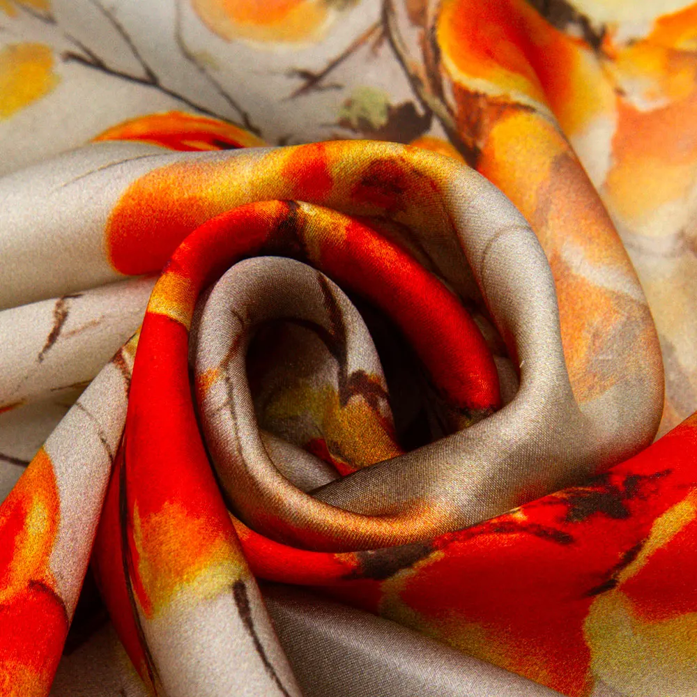 53 65cm 100% Genuine Silk Scarves Men Hot-Selling Square Spring Luxury Hair Scarf Persimmion Fruit PrintPashmina Female Gifts