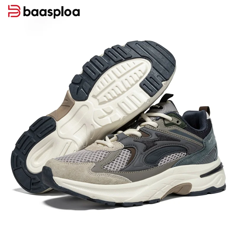 Baasploa Men Casual Sneakers Lightweight Sport Trainers Breathable Mesh Walking Shoes Fashion Comfortable Daily Wear Footwear
