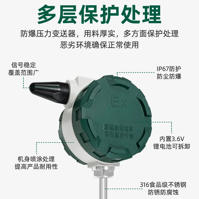 LORA لاسلكي عالي الدقة المكونات في مقاوم للانفجار جهاز إرسال الأنابيب الصناعية HVAC استشعار درجة الحرارة TC0-LR