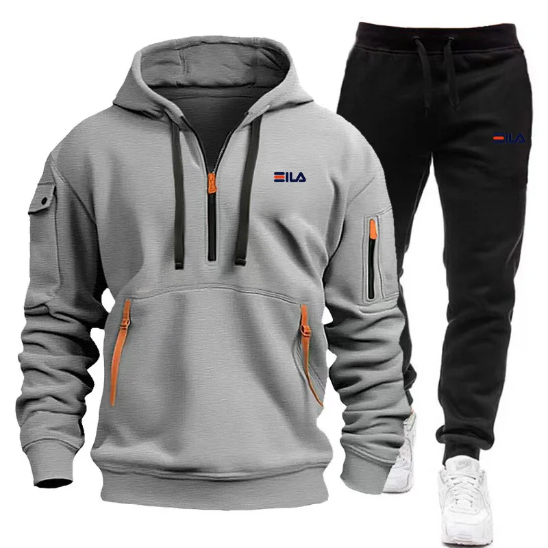 Tracksuit Men Hoodie and Pants Two Piece Sets Zipper Fashion Casual Jogging Sportswear Designer Clothing Men\'s Suit Large Size