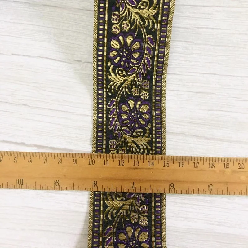 wide 5cm 10yards/lot Polyester Woven Jacquard Ribbon Geometric pattern for hat curtain and clothing accessory ls-1151