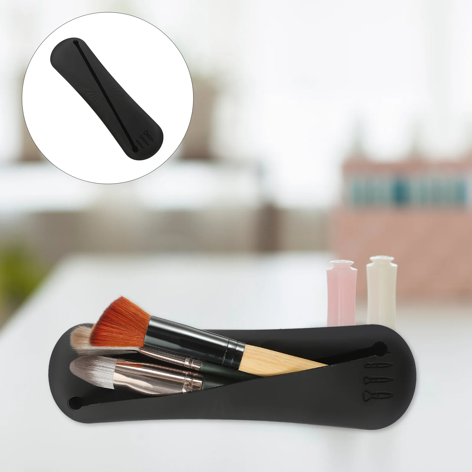 Porta Pennelli da Trucco Portatile in Silicone, Organizzatore Morbido da Viaggio, Custodia Durevole per Strumenti di Makeup e Pulizia