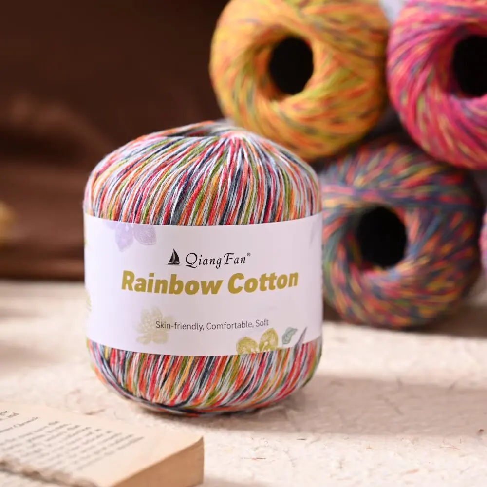 40g Rainbow Dyed Cotton Blend Yarn,3 Strands of Ultra-fine Soft Fancy Yarn,Hand Woven Baby Gradient Color Sweater Scarf Thread