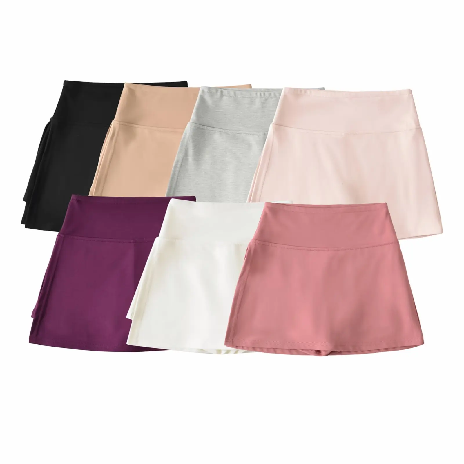 Sexy Half-length Skirt High-waist Long-leg Appearances Prevent Exposure Pure Desirable Casual  Color Slimming Summer Ski...