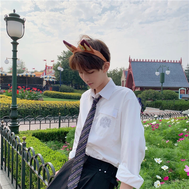 

Original Design Loose Shirt Embroidery Couple Series Princess Knight JKDK Badge Women's Fashion Long Sleeve Straight Cut Shirt