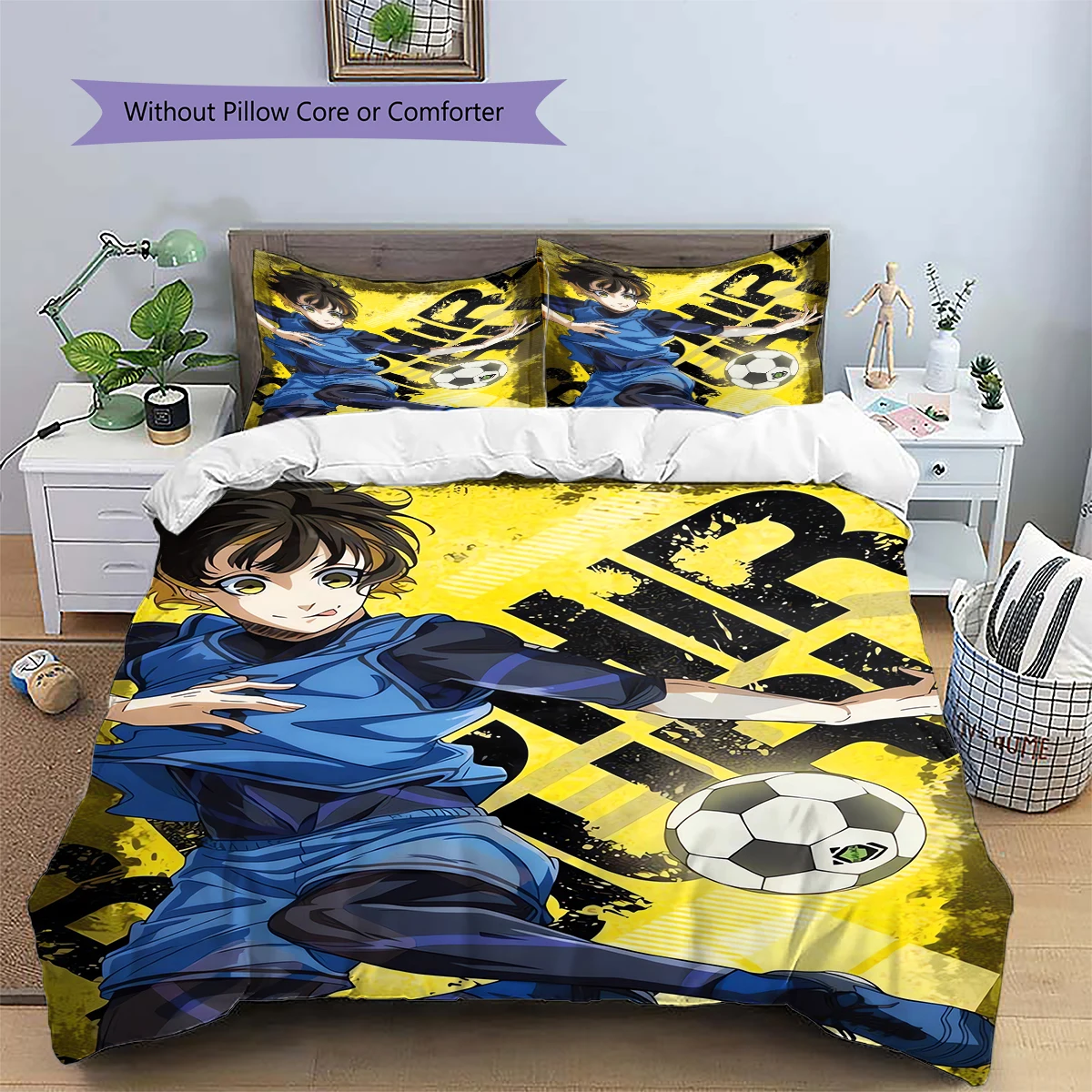 BlueLock Graphic Print Anime Duvet Cover Set & Patterned Pillowcase Daily Use Bedding Nice Fan Gift Ornament Case -xia88