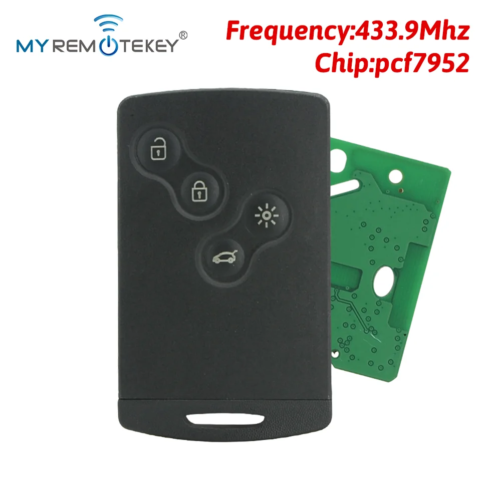 MYREMOTEKEY Keyless Go Renault Smart Card Key 4 Button 433.9MHz PCF7952 for Renault Laguna III Megane III Scenic III