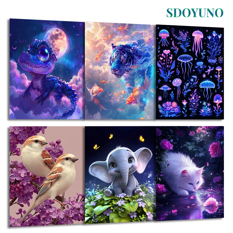 

SDOYUNO Painting By Numbers Draw For Adults Animals Pictures By Numbers Drawing On Canvas Watercolor Oil Picture Frame Paint Kit