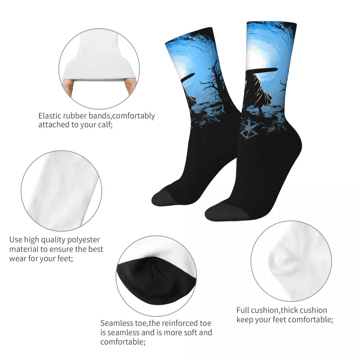 Autumn Winter Casual Unisex Dawn Glow Berserks Socks Non-slip Basketball Socks