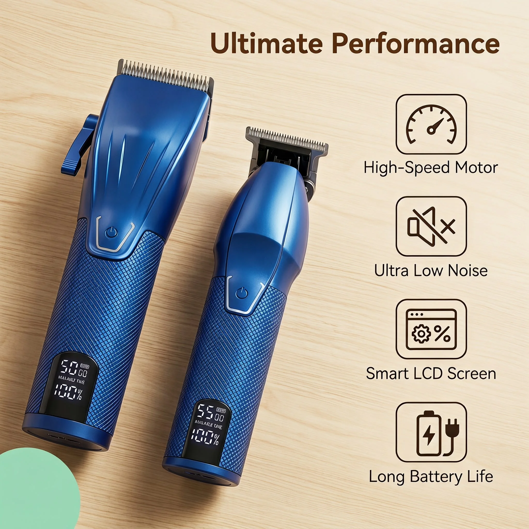 Cordless Hair Clipper And Trimmer Kit For Men - Professional Barber Clipper Machine, Rechargeable Outliner Trimmer