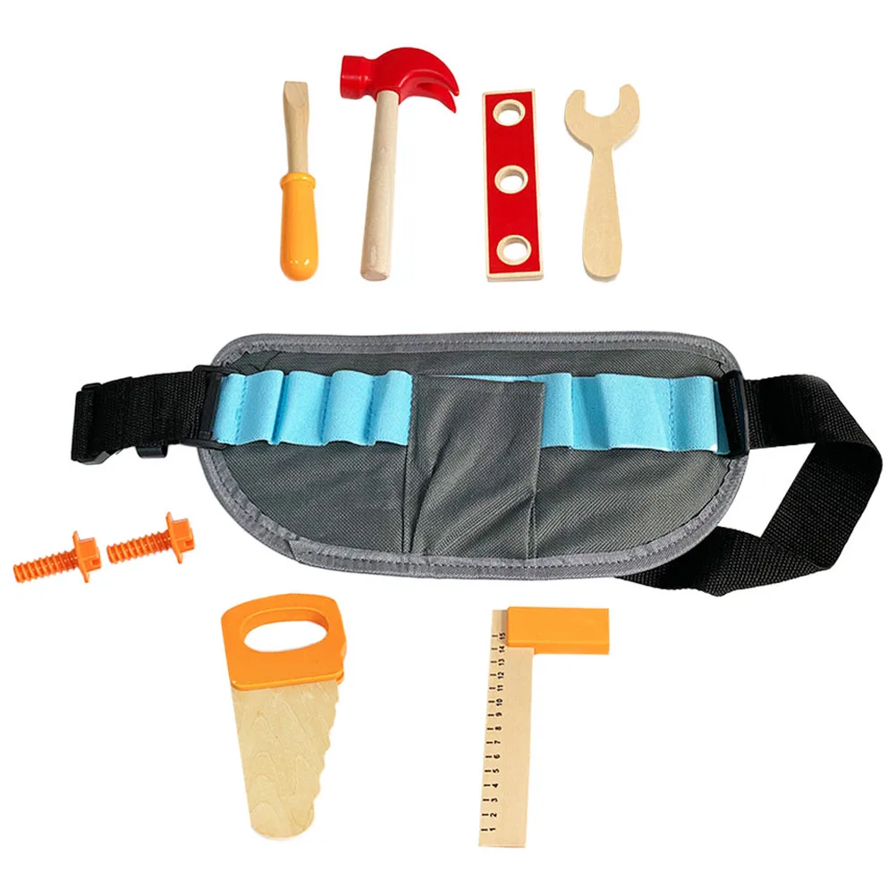 1 conjunto de ferramentas de reparo de imitação de madeira, bordas suaves seguras, conjunto de aprendizagem cognitiva para crianças, presente educacional precoce