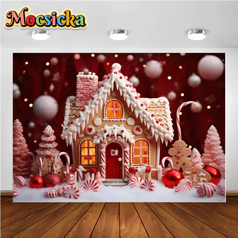 

Christmas Gingerbread House Candy Backdrop for Photography Background For Children Portrait Photo Shoot Backdrop Studio Props