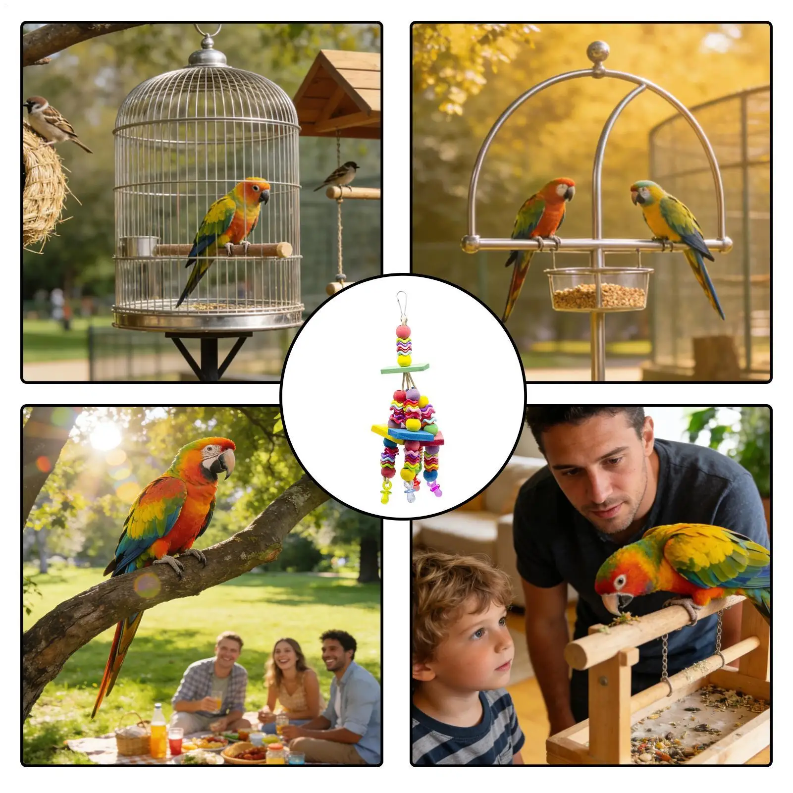 

Pet Cockatiel Toys Colorful Bird Chew Chewing Toy Cockatiel Bead Toys Pet Standing For Home Balcony Garden Backyard Courtyard