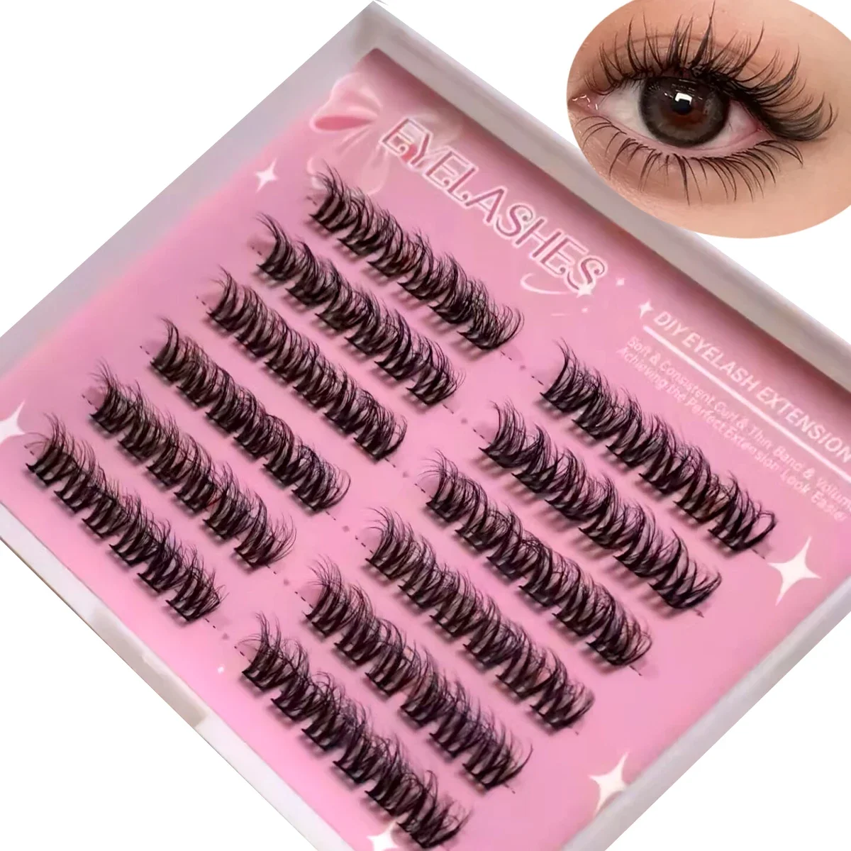 AMSDCN 10 Reihen künstliche Wimpern, schwarz, 0,07 mm Faserwimpern, künstliche Wimpernverlängerung, Beauty-Tipps, Werkzeuge für große Augen