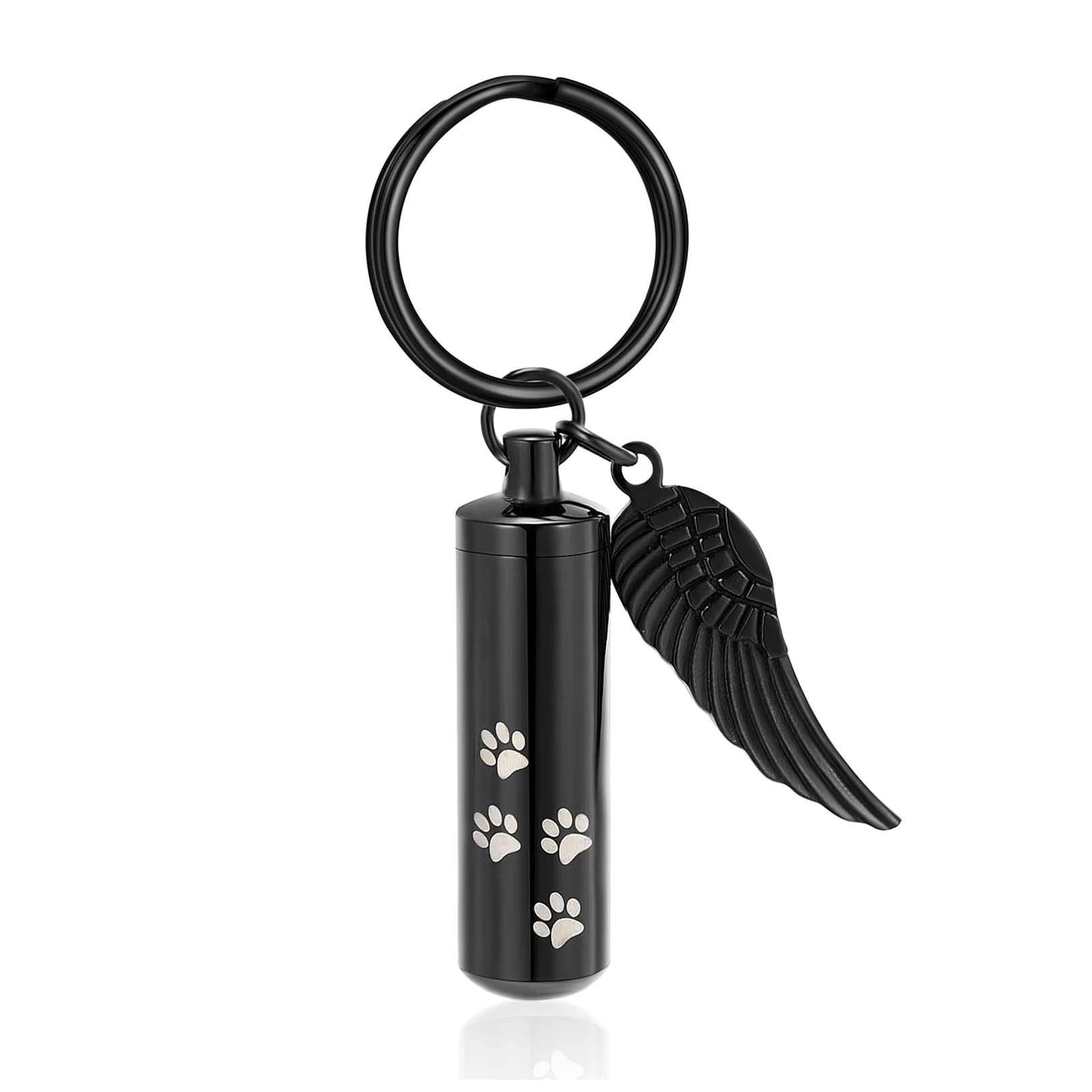 Pet Paw Print Cylinder Cremation Jewelry for Ashes Pendant Key Chain Urn Necklace Keepsake Urn Memorial Ash Jewelry Key Chain