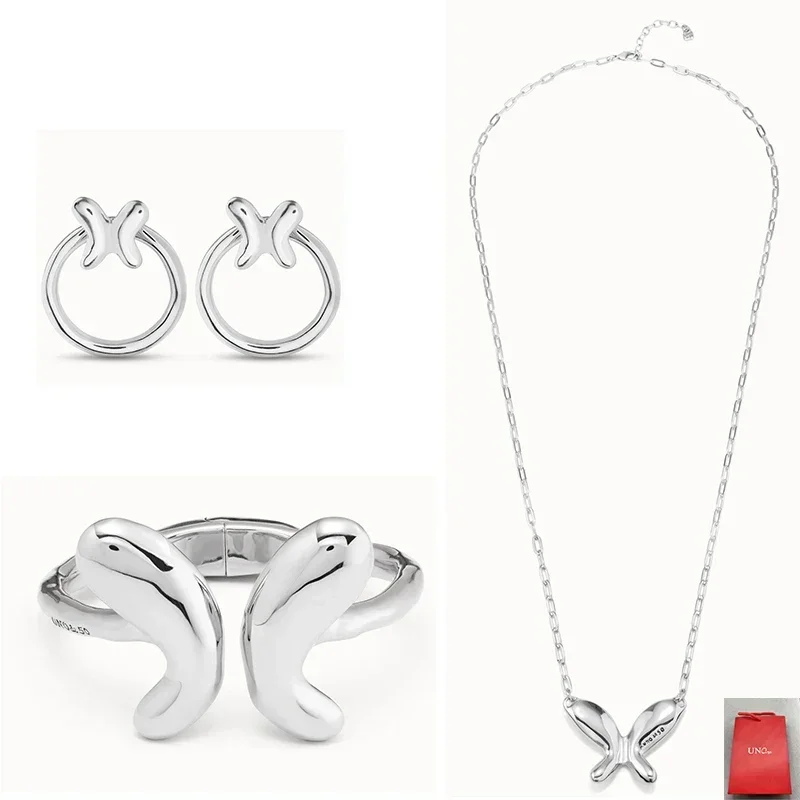 2024 UNOde Spain Sweet and Spicy Girl Sensation Silver Butterfly Jewelry Set Women's Gift